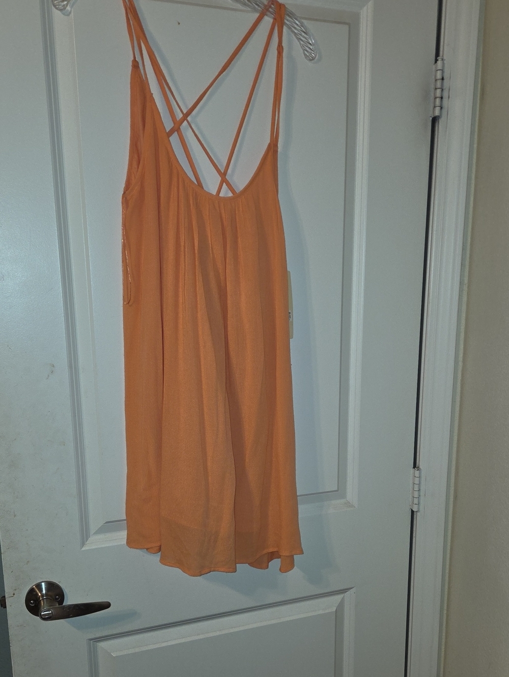 Roxy Peach-Orange Strappy Crisscross Mini Dress